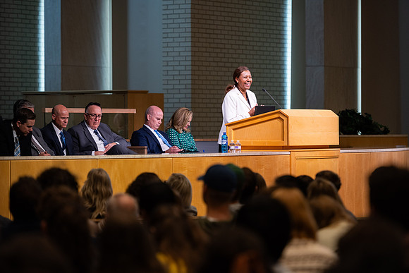 BYUI Forum, Michelle Amos. Located in the Taylor chapel.