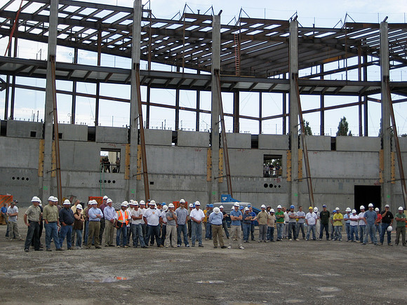Construction on the Auditorium, later named the BYU-Idaho Center.