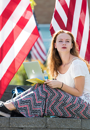 500 flags displayed in the Central Quad on Constitution Day.