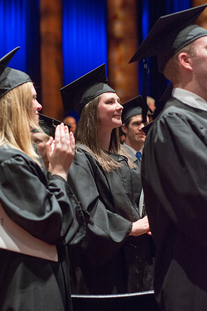 Students show their appreciation to those who supported them throughout their education at the commencement ceremony. Photo by Ryan Chase
