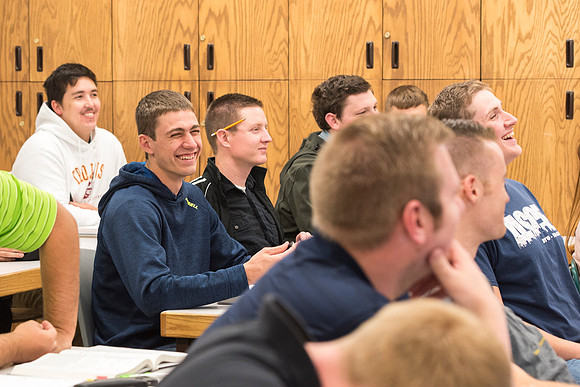 Students in a Civil Engineering class, Reinforced Concrete Design, are taught by Nathan Harris.