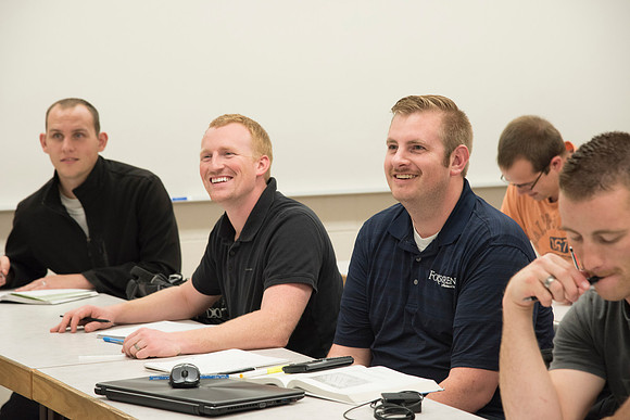 Students in a Civil Engineering class, Reinforced Concrete Design, are taught by Nathan Harris.