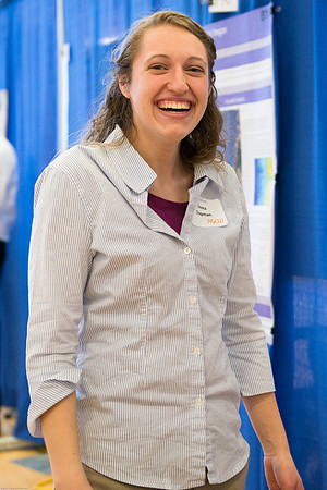 Students present their projects for the Student Research and Creative Works Conference.