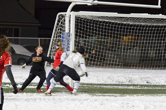 The Wildcats put in a goal to tie up the game against the Hawks during the Championship game.