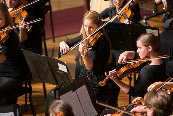 Performance of 'How Beautiful Upon the Mountains' in the College of Southern Idaho auditorium.