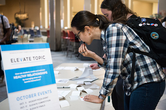 The Elevate Kickoff, a competition for social change, was held in the Crossroads, Fall Semester.