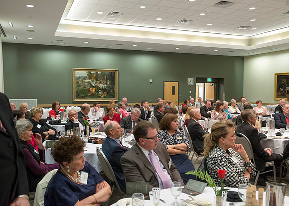 Eliza R. Snow Award members and guest enjoy an evening of god food and entertainment honoring Rick and Cheryl Hansen for their service towards the Arts.