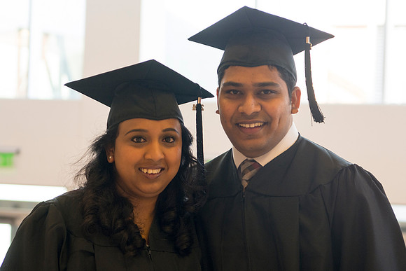 Students get ready for commencement ceremony to begin.