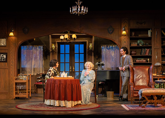 Drama dress rehearsal for the Blithe Spirit play in the Snow theater.