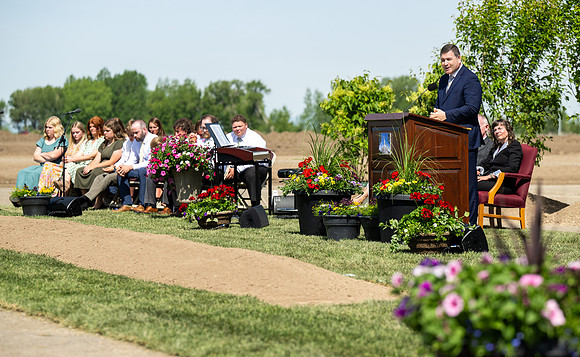 Teton River Temple Groundbreaking ceremony on a beautiful clear morning in North Rexburg, Idaho.