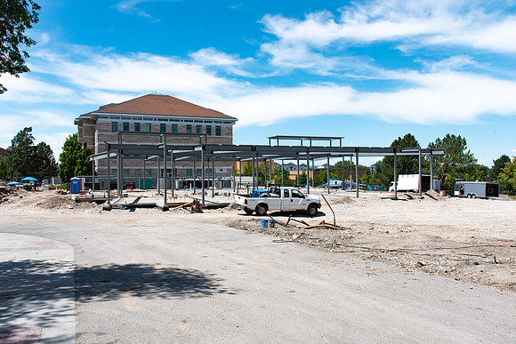 Progress on the Ceramic Lab being built next to the Spori Building. Frame work is all up.