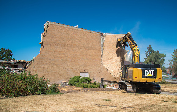 Big D Construction doing some major Destruction to the Kirkham Building.