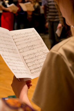 Students sing under the direction of Brother Randall Kempton in the Collegiate Singers ensemble.