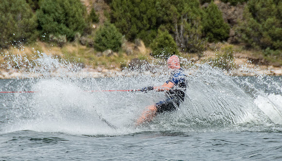 Waterskiing at Ririe Reservoir with BYU-Idaho's President Henry J Eyring. Video shoot for his Fall semester devotional promo video. - Aug 2019