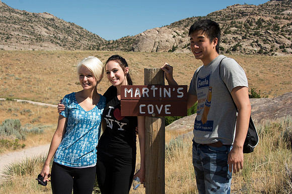 Martin's Cove, a place of refuge for handcart pioneers who were caught in an early winter storm en-route to Salt Lake City, UT.