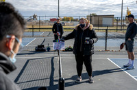 Dinking around playing pickleball for the HR Wellness Video.