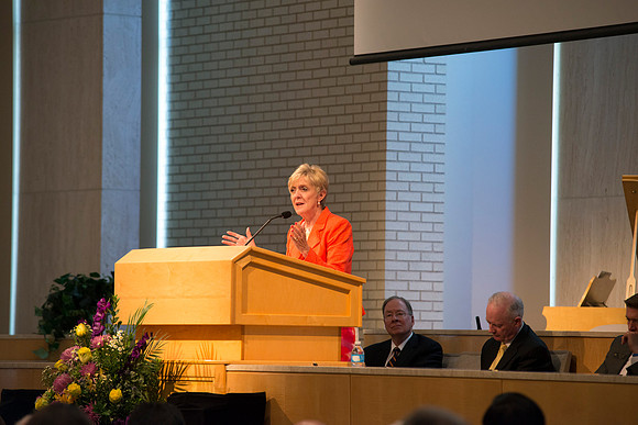 Sister Heidi S. Swinton, Former Member of the Relief Society General Board, speaks at closing ceremony.