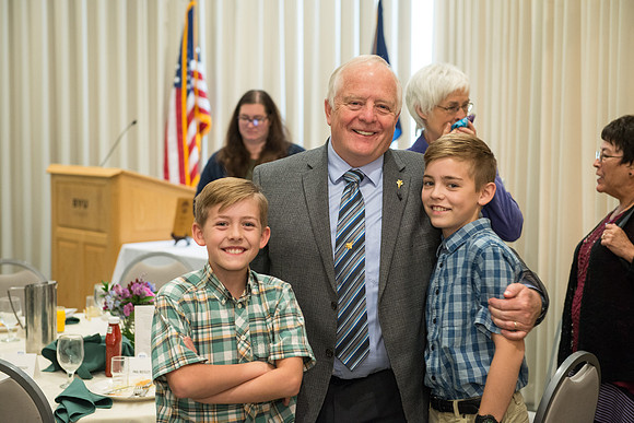 Emeritus Breakfast, Nov 2018, BYU-Idaho Alumni Award of excellence was awarded to Jon Beesley.