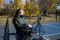 Dinking around playing pickleball for the HR Wellness Video.