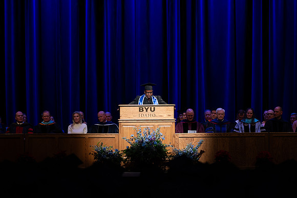 Graduates during convocation for the College of Physical Science and Engineering.