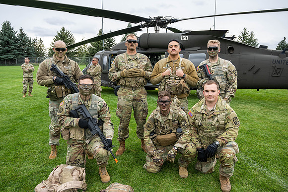 ROTC cadets get the opportunity to fly in a Blackhawk helicopter to their training site.