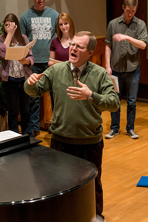 Brother Randall Kempton teaches and conducts his Collegiate Singers Choir.