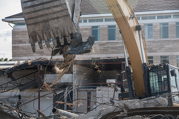 Big D Construction demolishing the Kirkham building during Summer break.
