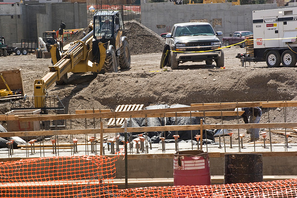 Construction on the Auditorium, later named the BYU-Idaho Center.