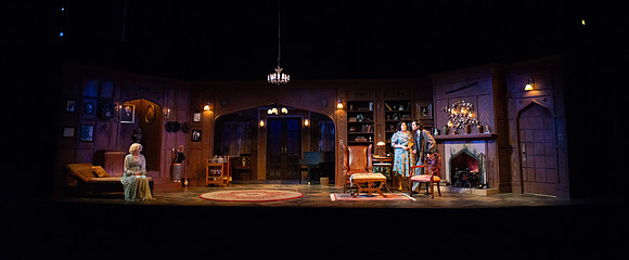 Drama dress rehearsal for the Blithe Spirit play in the Snow theater.