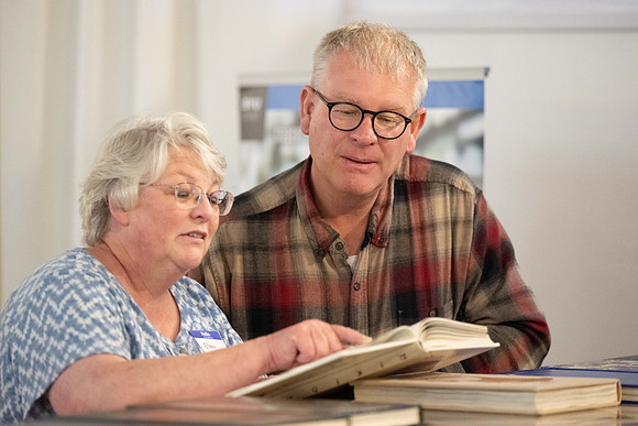 Alumni in the Cache Valley area gather at Eagles Landing Event Center, in Smithfield, Utah and get the chance to listen to and meet President Meredith.