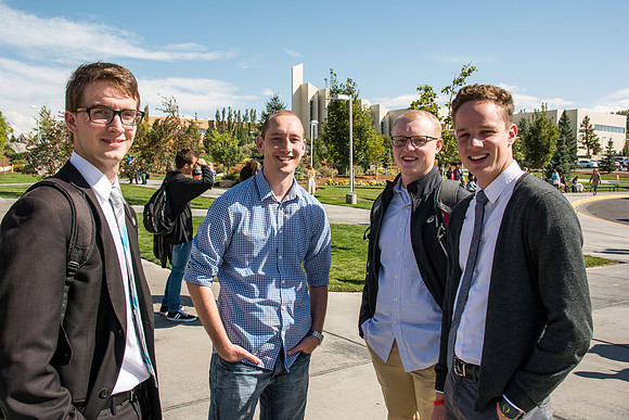 Students leaving the BYUI-Center after the first devotional of the Fall 2016 semester.