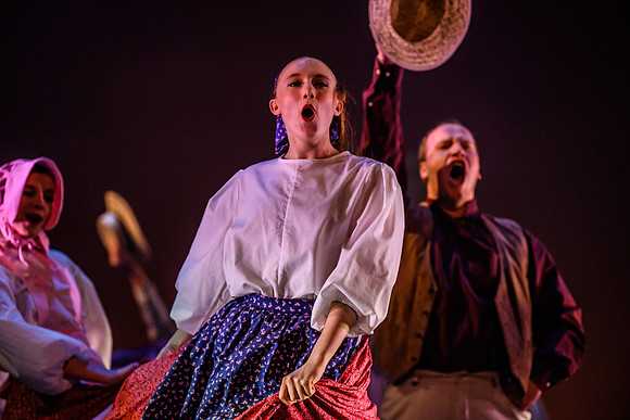 The Department of Theatre and Dance colorful Extravadance performance. Held in the Snow Drama Theatre.