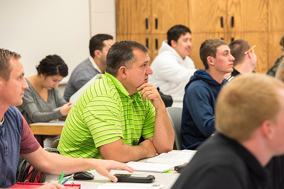 Students in a Civil Engineering class, Reinforced Concrete Design, are taught by Nathan Harris.