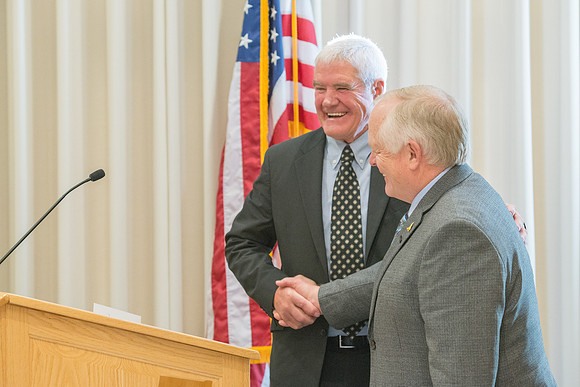 Emeritus Breakfast, Nov 2018, BYU-Idaho Alumni Award of excellence was awarded to Jon Beesley.
