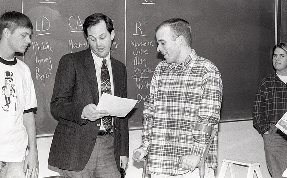 Communications students work alongside their instructor, Eric Embree.