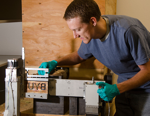 Steven Clark in the Physics Dept. works with the Positron Annihilation Spectroscopy.