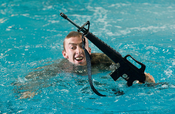 ROTC water training exercise in the Hart Pool.