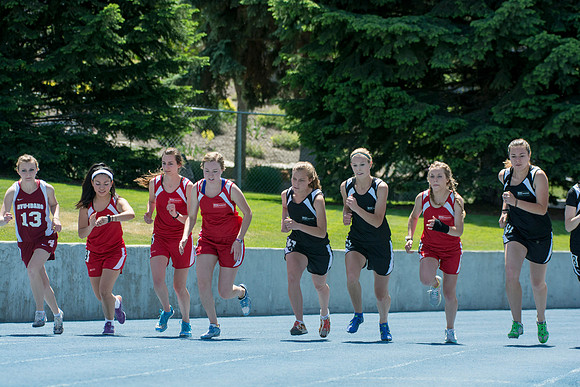 The BYU-Idaho competitive sports track teams compete against each other in the Hart Stadium.