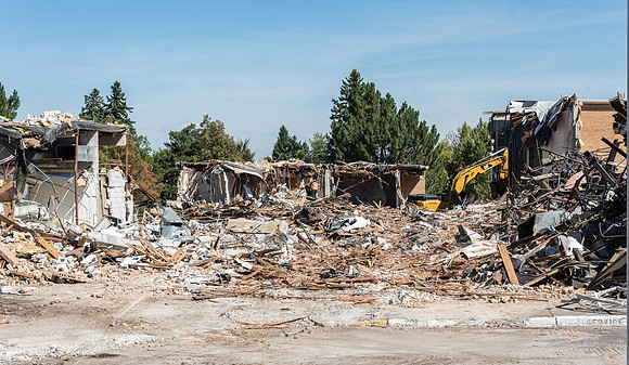 Big D Construction doing some major Destruction to the Kirkham Building.