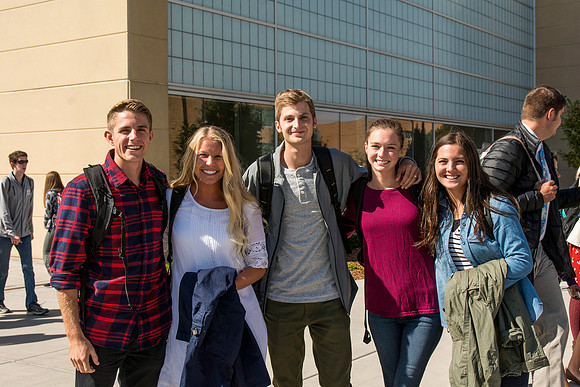 Students leaving the BYUI-Center after the first devotional of the Fall 2016 semester.