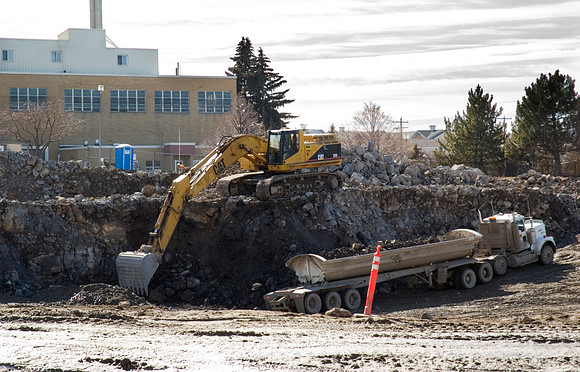 Construction on the Auditorium, later named the BYU-Idaho Center.