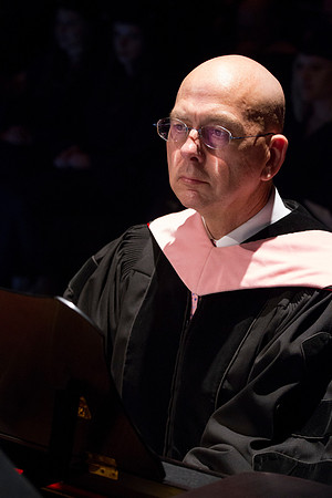 Stephen Allen accompanies Kent Grover on the piano during the Visual and Performing Arts Convocation during the Spring Semester Graduation.