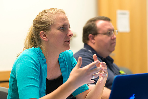Teacher Education Instructor Mike Christoperson teaches a class dealing with learning disabilities.