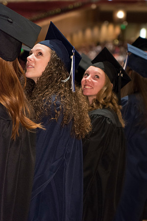 Students get ready for commencement ceremony to begin.