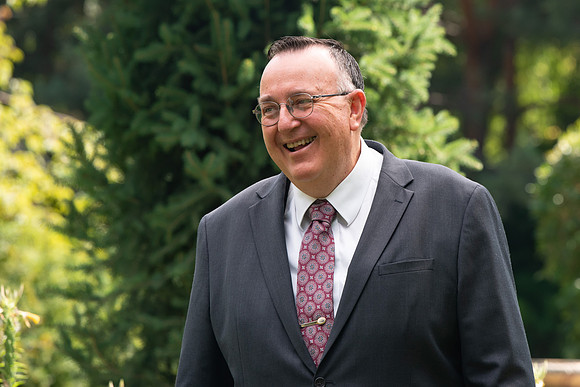 Video production of Vice President, Jon Linford, in the Thomas E. Ricks Gardens for the We're In This Together campaign.