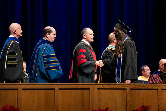 Graduates during convocation for the College of Physical Science and Engineering.