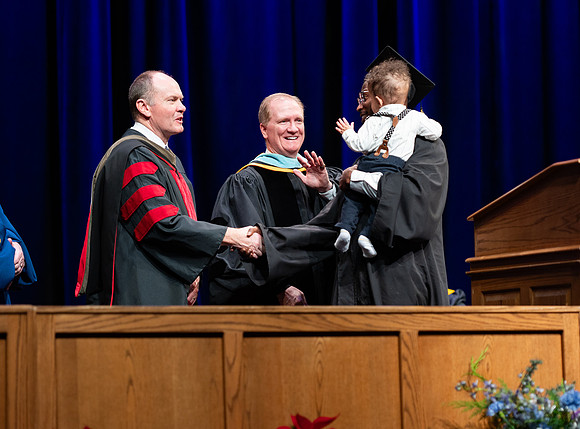 Graduates during convocation for the College of Physical Science and Engineering.