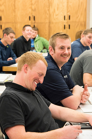 Students in a Civil Engineering class, Reinforced Concrete Design, are taught by Nathan Harris.