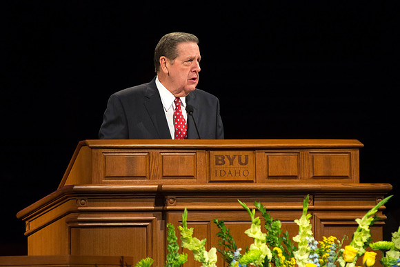 Elder Jeffrey R. Holland speaking at Brigham Young University-Idaho's Devotional