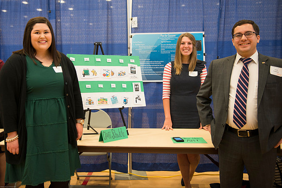 Students present their projects for the Student Research and Creative Works Conference.